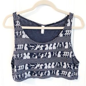 American Apparel Dancing Lady Navy Crop Top
